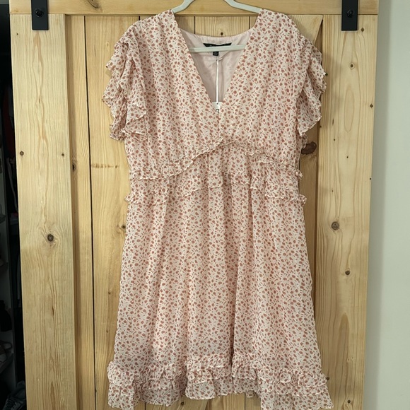 NWT ruffle dress with rose print - Picture 1 of 4
